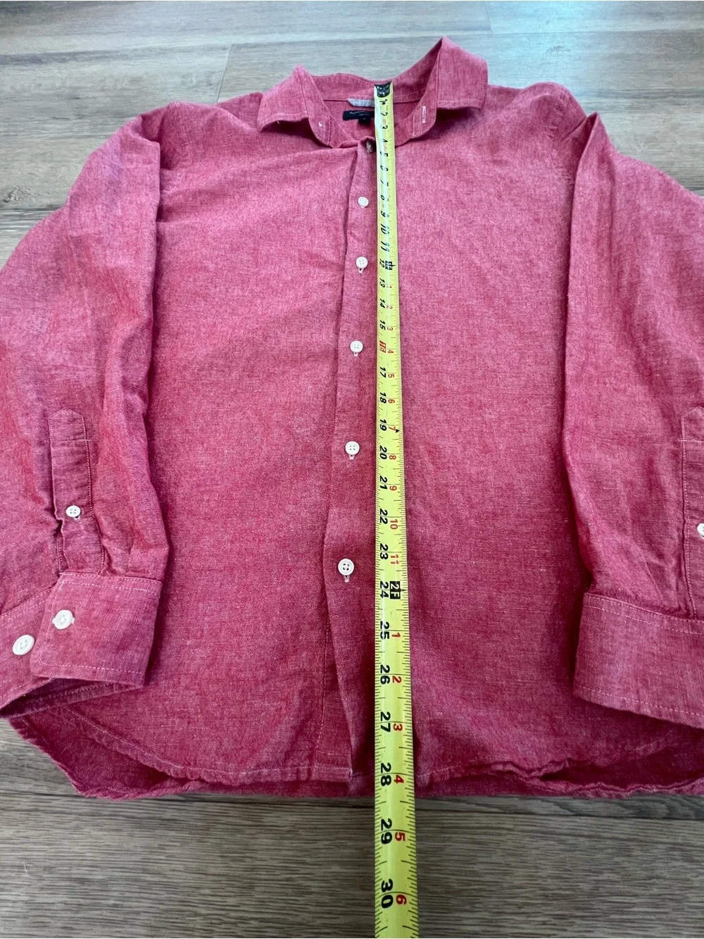 Banana Republic Linen Button Down Shirt Long Sleeve Pink Red Mens large